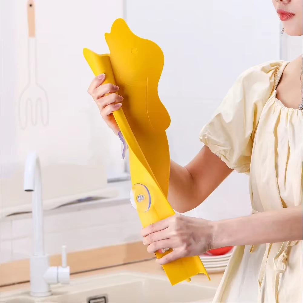 Silicone Kitchen Sink Splash Guard with Suction Cup, Waterproof and Oil-Proof, Anti-Splash Baffle, Soft Sink Shield for Dishwash