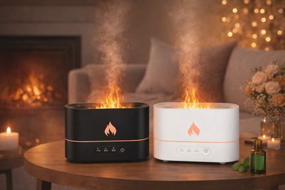 Warm Calm Siming Flame Aromatherapy Silent Atmosphere Light Humidifier Flame Diffuser Home Decor