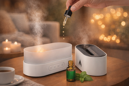 Warm Calm Siming Flame Aromatherapy Silent Atmosphere Light Humidifier Flame Diffuser Home Decor