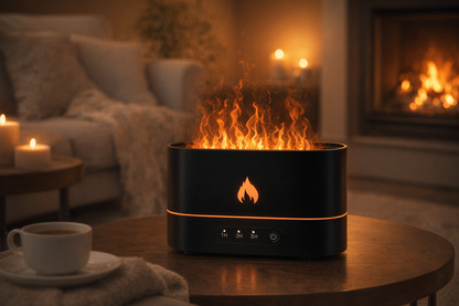 Warm Calm Siming Flame Aromatherapy Silent Atmosphere Light Humidifier Flame Diffuser Home Decor